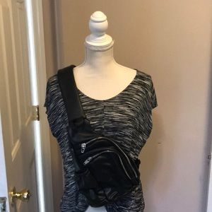 Black faux leather satchel